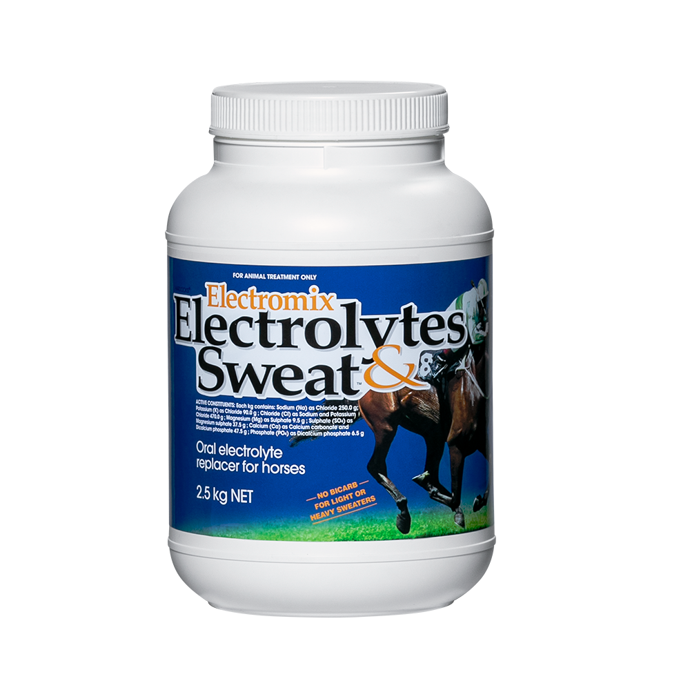 Electromix - Electrolytes for Horses in 2.5kg Container With Race Horse on Label