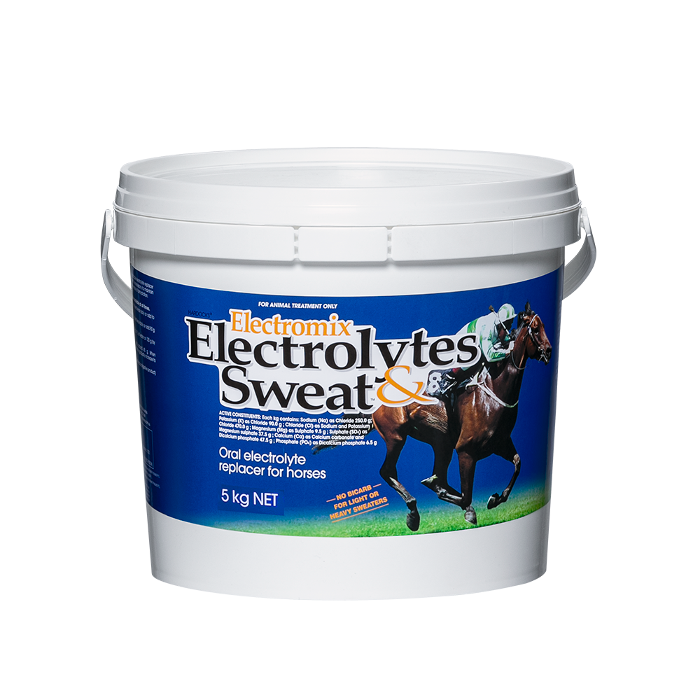 Electromix - Electrolytes for Horses in 5kg Container With Race Horse on Label