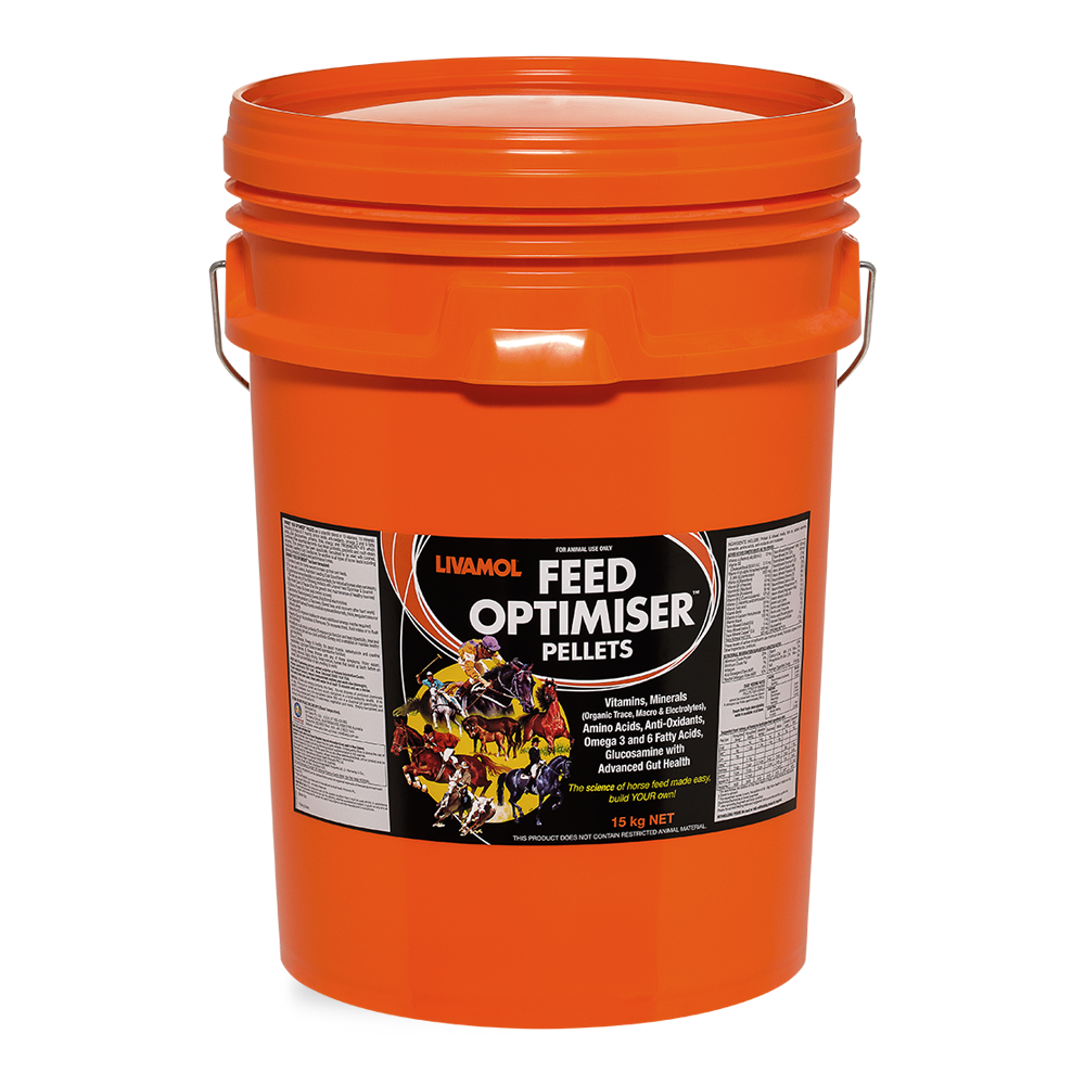 Livamol for Horses, Feed Optimiser Pellets in Orange 15kg Bucket